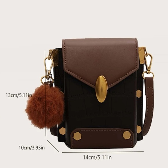 NEW INVENTORY 🔥Pom Pom Decor Croc Embossed Flap Box Bag🔥 - Picture 7 of 11